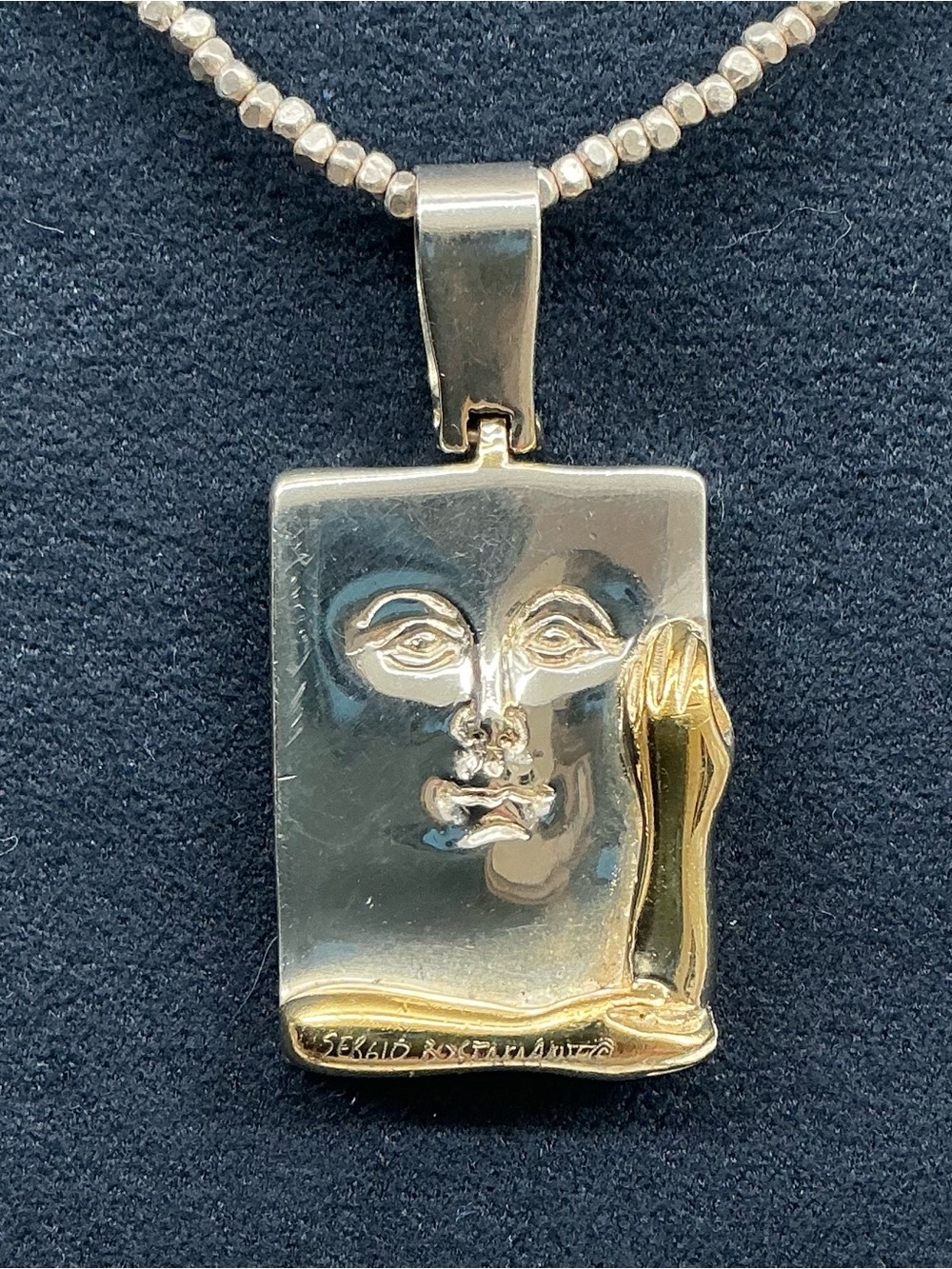 Rare Vintage Sergio Bustamante Sterling Silver “Pensive” Face Pendant